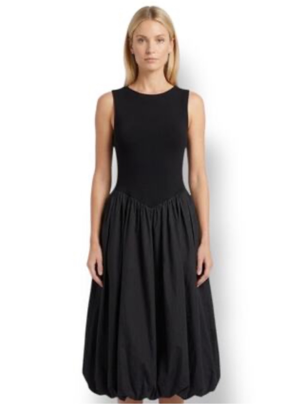 DISSH Black Sleeveless Bubble-Hem Midi Dress